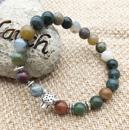 8mm Natural Stone Lava Stone Bead Bracelet For Men Leopard Head Leopard Pendant Charm Bracelet Handmade Jewelry - HD Wireless Product #12