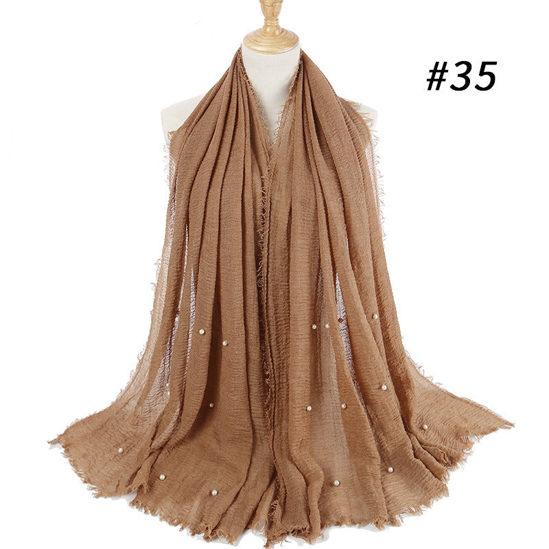 Cotton and linen crumpled monochrome scarf 2290008901755