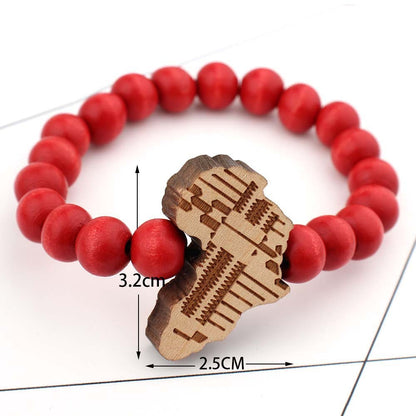 Africa map wooden sign bracelet 2296391744234