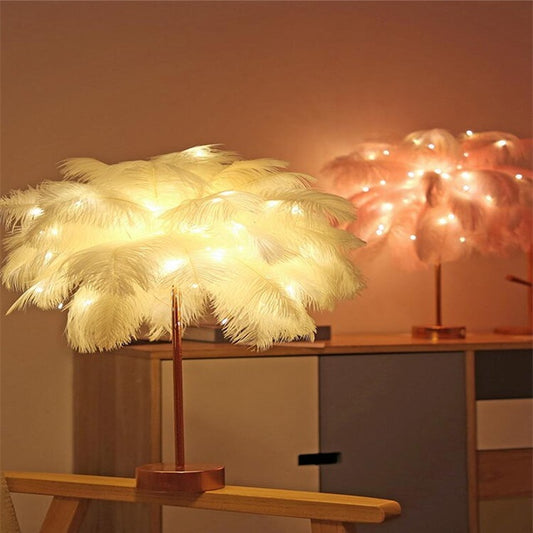 Feather Lamp Nordic Desk Lamp European-Style Bedroom Bedside Feather Table Lamp Night Light Table Lamp Decoration Modern 2297