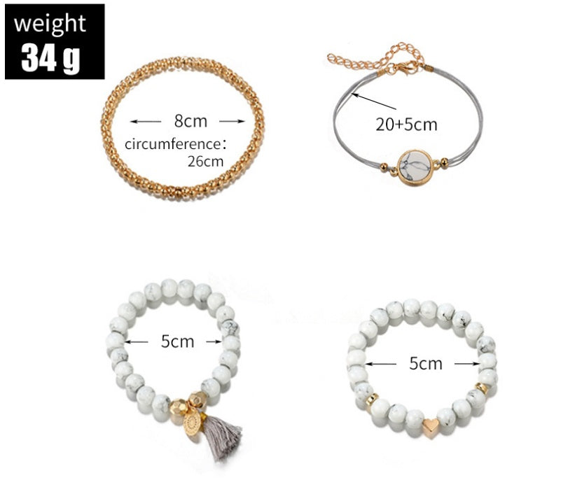 Geometric Creative Hollow Fringed Pine Stone Bracelet Four-piece 2298240898795