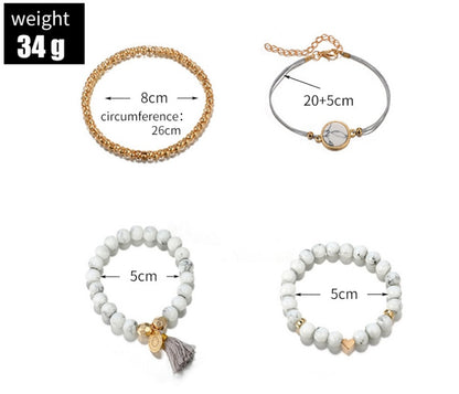 Geometric Creative Hollow Fringed Pine Stone Bracelet Four-piece 2298240898795
