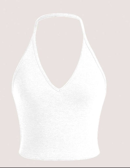 SHEIN EZwear Summer Solid Crop Halter Top 229d0750 61fa 4ab6 a1e8 a836dba601d9