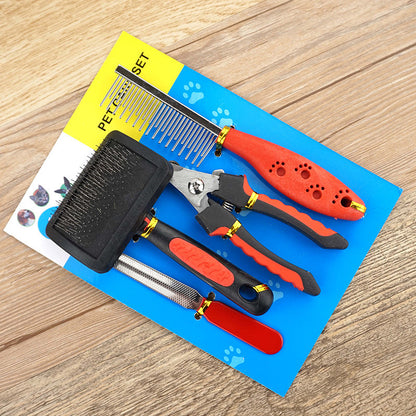 Dog Grooming Four-piece Comb Brush Nail Scissors File Cleaning Kit 22b81651 68fa 4fd3 921f 5a2198f02b84