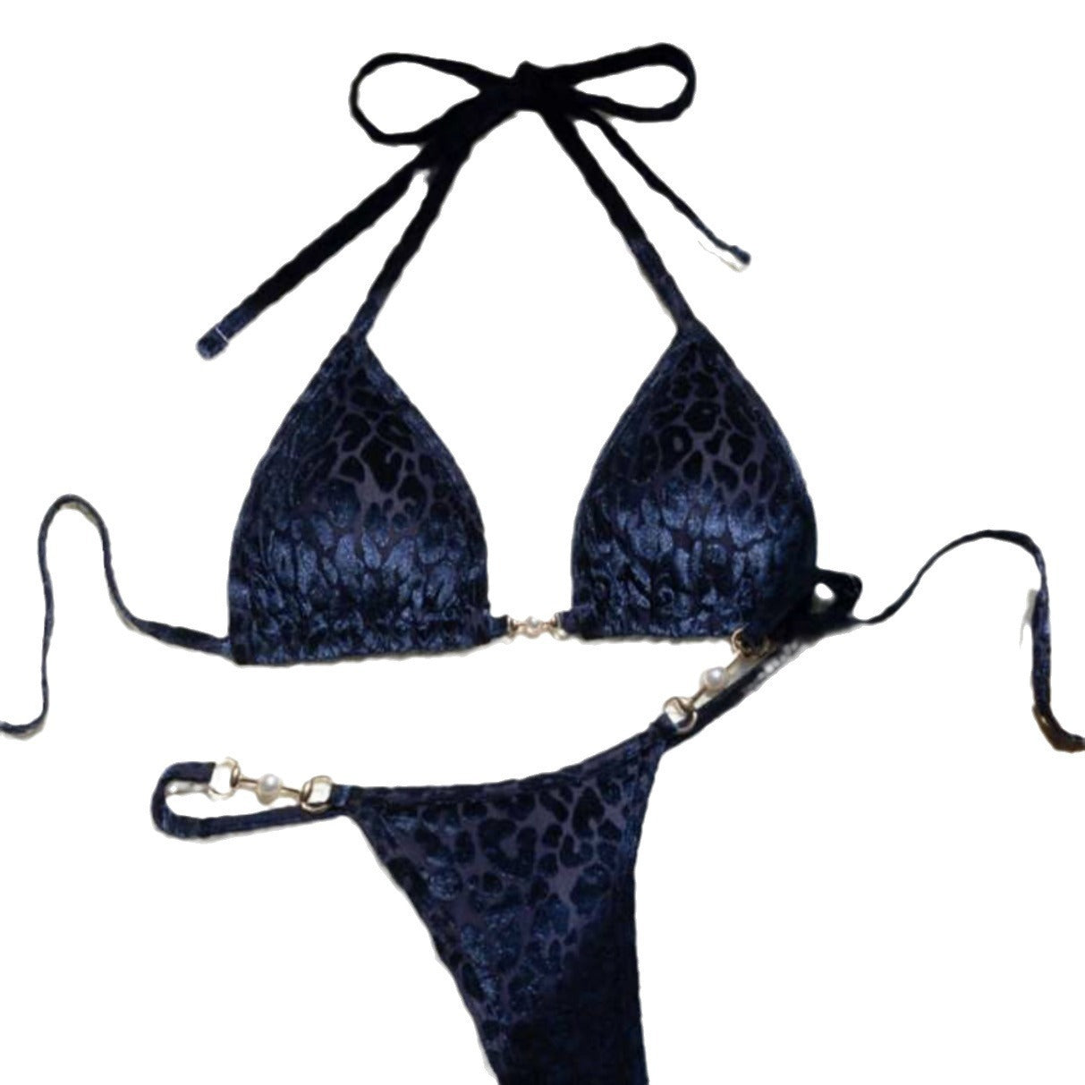 T-shaped Pearl Leopard Special Fabric Swimwear Swimsuit Bikini 22b8b369 3648 465c a981 2aeb54ff959a