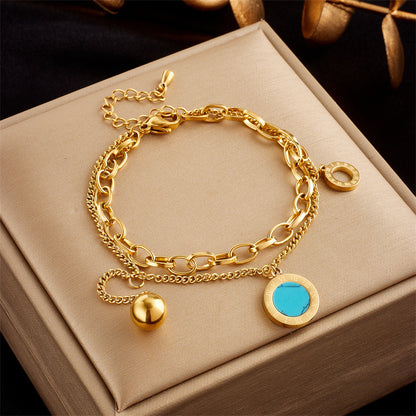 Stainless Steel Gold Plated Punk Fashion Double Layer Bracelet For Women Girl Snake Chain Party Luxury Jewelry 22ce7f95 53a9 