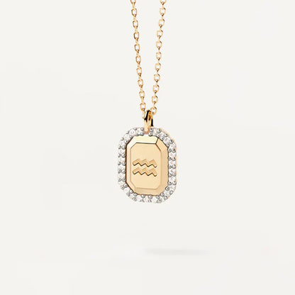 S925 Sterling Silver Twelve Constellation White Zircon Ladies' Pendant Necklace 22f94bef a3ce 4cef bf6c 035b7112dd3b