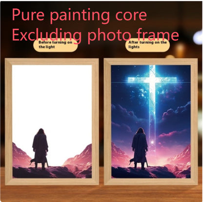 Jesus LED Light Painting Home Decoration Light Painting Photo Frame Led Night Light Room Decor Christmas Gifts Moon Lamp 2302