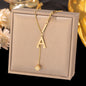 Necklace Ornament Titanium Steel Tassel 26 Letters Female Small Square Pendant Graceful Personality Jewelry 230f63a8 d47a 438