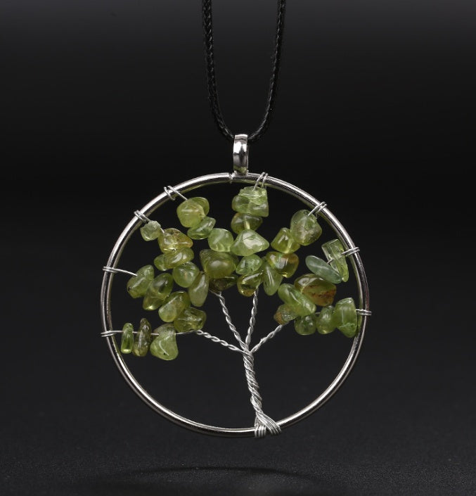 Natural gravel crystal life tree natural stone rich tree colorful necklace 2318936948246