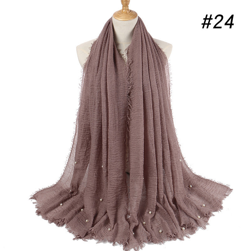 Cotton and linen crumpled monochrome scarf 2320047011269
