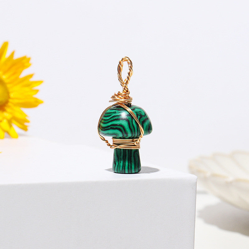 Crystal Agate Semi-Precious Mushroom Braided Pendant 2320bd9a 2355 4b4a b2e7 b363cb8e1993