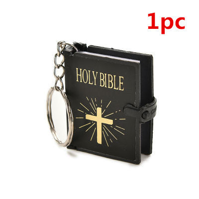 Mini English HOLY BIBLE Key Chains Real Paper Readable Bible Christian Keyrings Car Key Chains Bag Ornaments Religious Jewelr