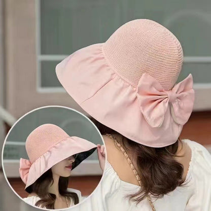 Summer Straw Sunhat With Large Brim And Big Bow Anti-UV Fisherman Hat Outdoor Sunshade And Face Protection Hat 234011c5 8459 