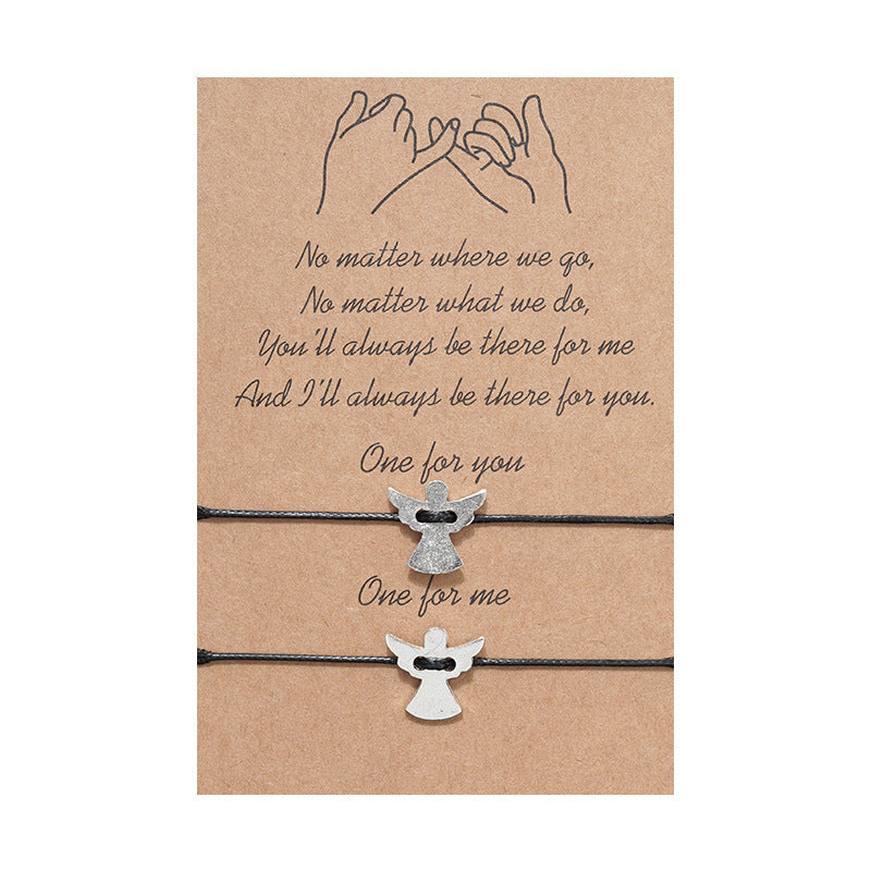 Alloy angel adjustable braided bracelet 2344287709566