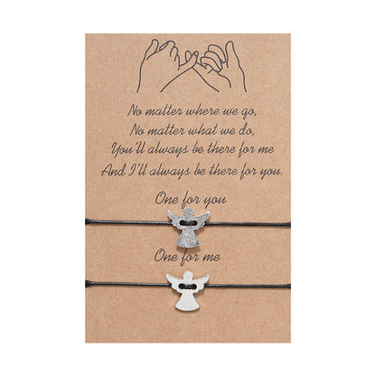 Alloy angel adjustable braided bracelet 2344287709566