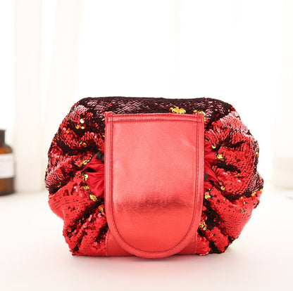 Mermaid Sequins design Cosmetic Bag Drawstring Makeup Case Women Travel Make Up Organizer Storage Pouch Toiletry Wash Kit 235