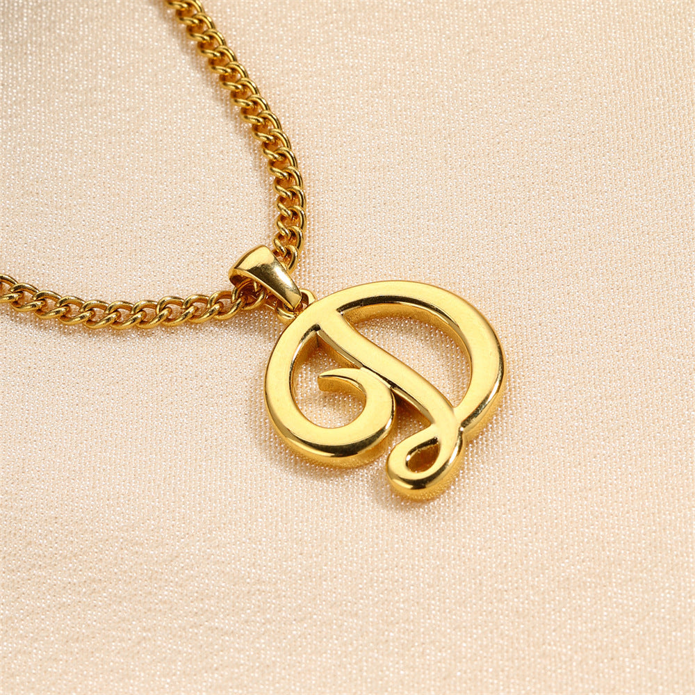 Simple Elegant Necklace Stainless Steel 18K Gold Mini English Letter Pendant 2360605c 9b57 4115 8f63 82f58e870a5c