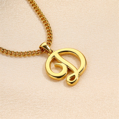 Simple Elegant Necklace Stainless Steel 18K Gold Mini English Letter Pendant 2360605c 9b57 4115 8f63 82f58e870a5c