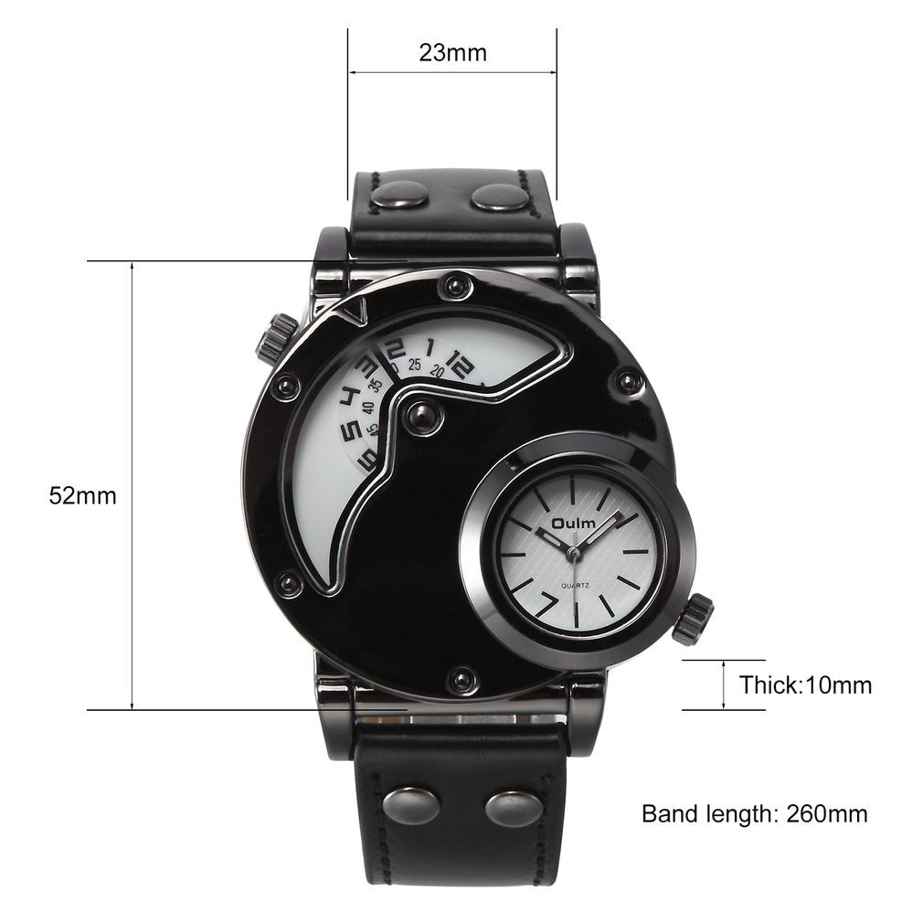 OULM dual time zone quartz watch 2374179547015