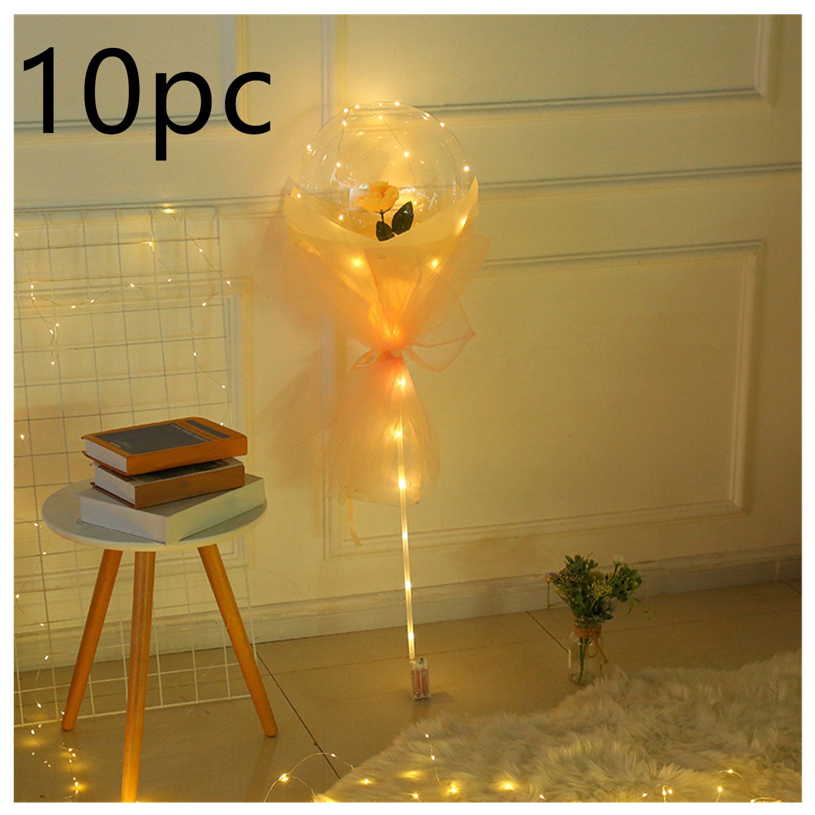 LED Luminous Balloon Rose Bouquet Transparent Bobo Ball Rose 2374538208401