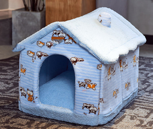 Removable And Washable Small Dog Teddy Cat Litter Closed Dog House 2381910757060