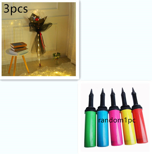 LED Luminous Balloon Rose Bouquet Transparent Bobo Ball Rose 2391681303880