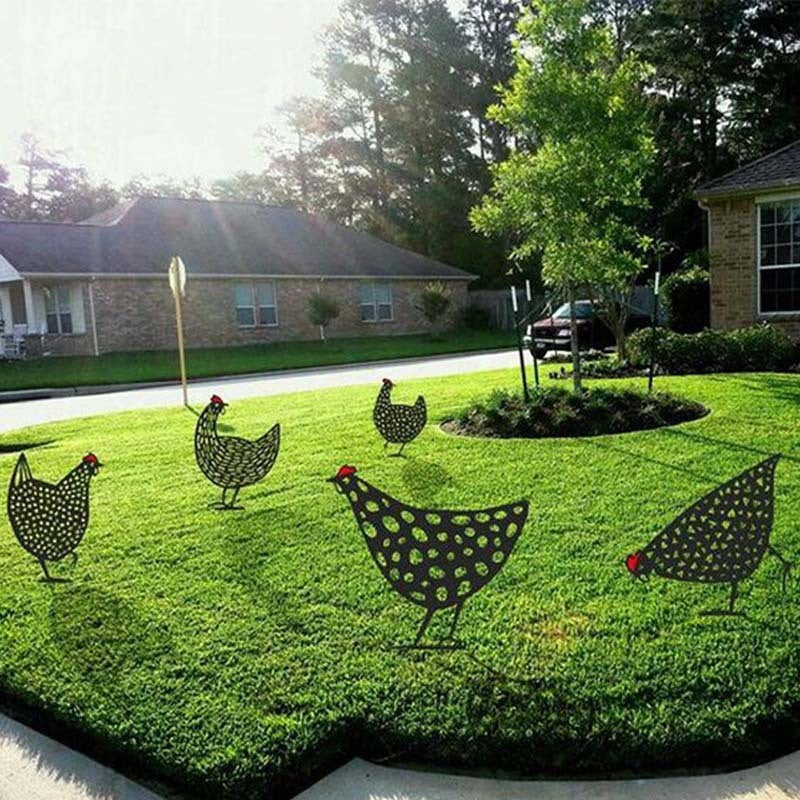 Chicken Yard Art Outdoor Garden Back Yard Gazon Stakes Hen Yard Decor 2393215400354