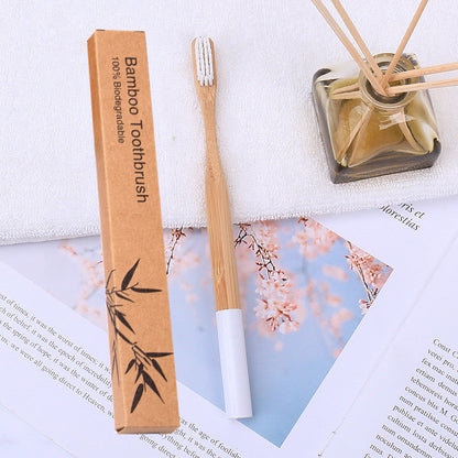 Natural bamboo handle round bamboo toothbrush 2399751774295