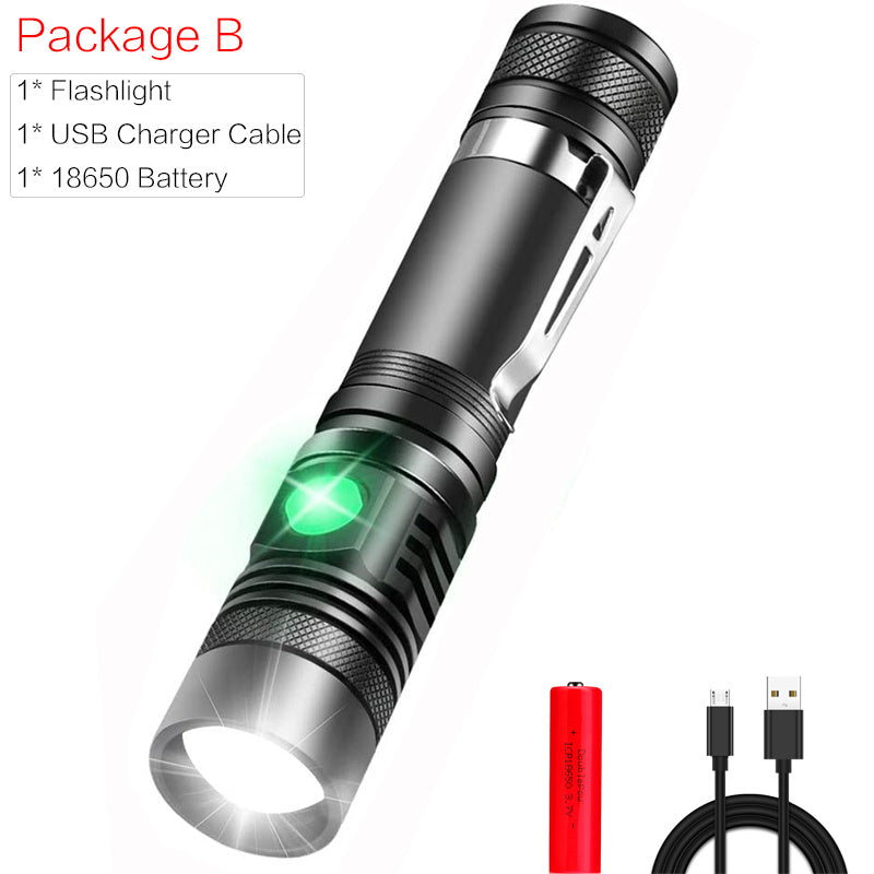 Portable Mini WT518 T6 1000Lumens 3 Modes Black Zoomable LED Flashlight Lighting Clicky Clip on Flashlights Torches Lightweig