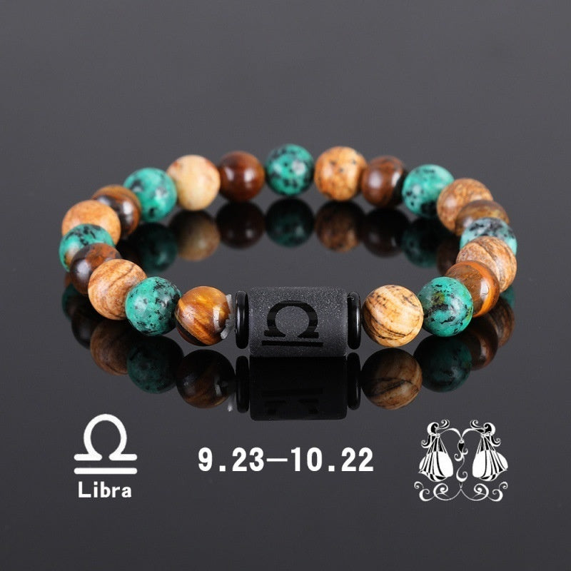 Twelve Constellation Elastic Bracelet Men Tigereye Couple Beaded 23b20cd9 b03c 46c9 98f2 8045c4fdd09f