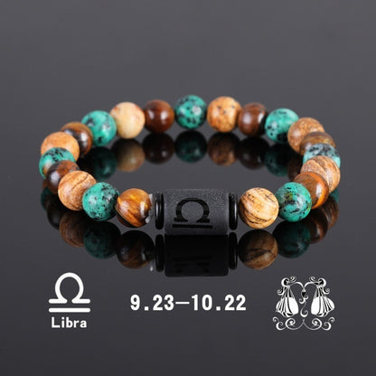 Twelve Constellation Elastic Bracelet Men Tigereye Couple Beaded 23b20cd9 b03c 46c9 98f2 8045c4fdd09f