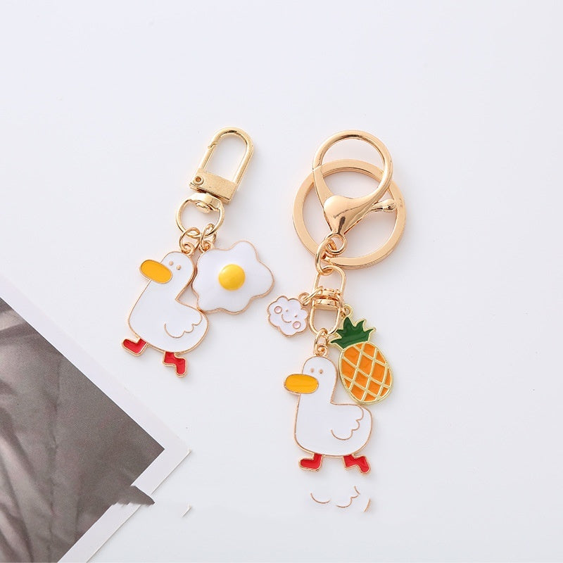 Pineapple Fried Egg Duck Car Key Ring 2401220737400329800