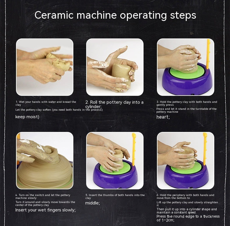 Children's Potter's Wheel Electric Toy Drawing Blank Pottery Clay Machine 2402130927380322300