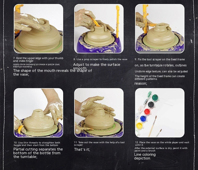 Children's Potter's Wheel Electric Toy Drawing Blank Pottery Clay Machine 2402130927380322500