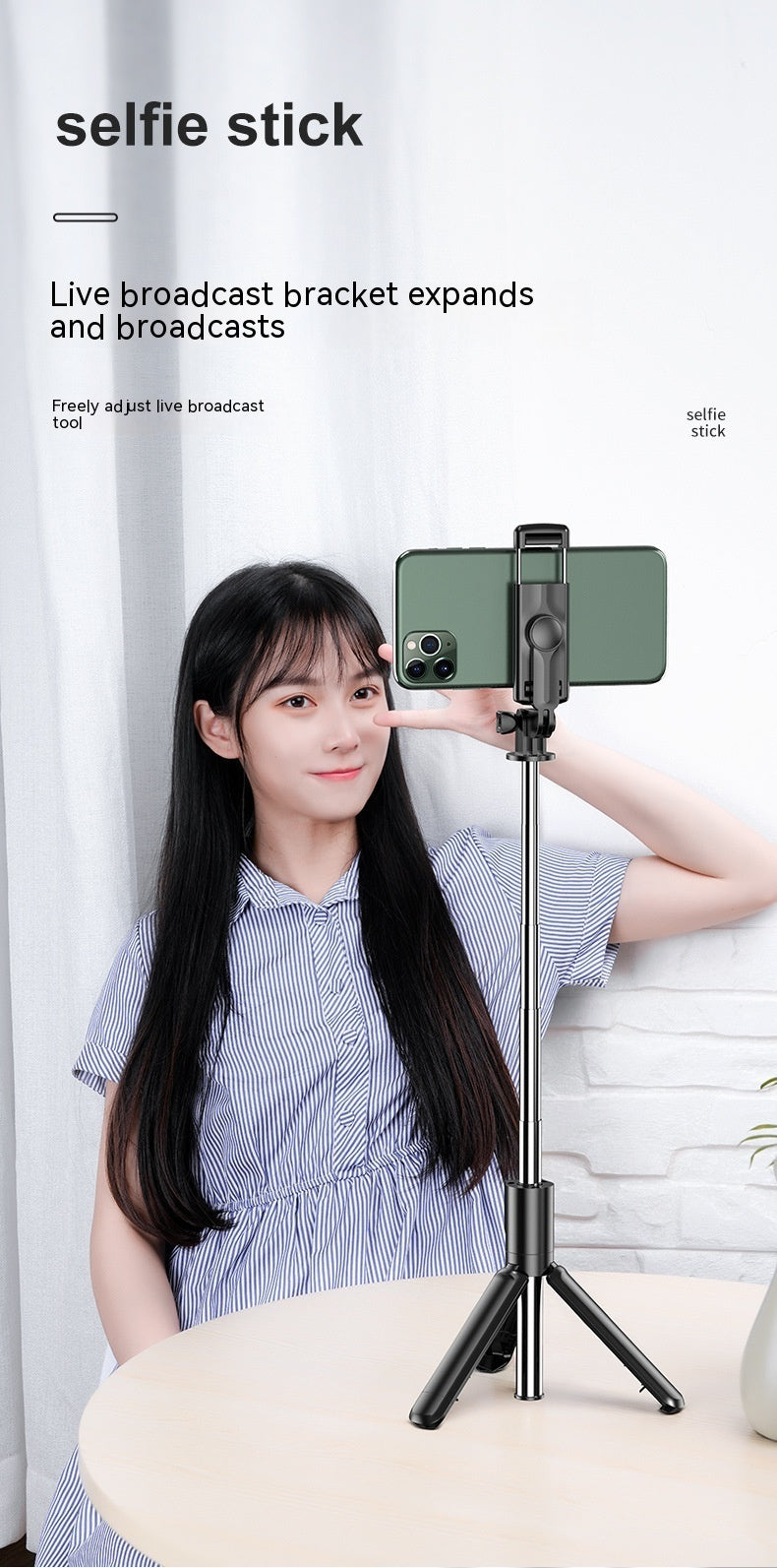 2023 New Selfie Stick Wireless Bluetooth Camera Artifact Fill Light Anti-shake Rack Floor Tripod Portable - 图片 8