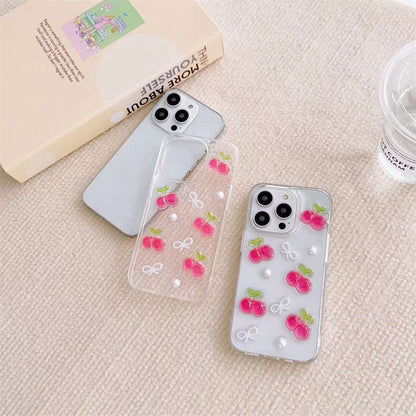 Epoxy Three-dimensional Cherry Bow Phone Case 2403051243030325000