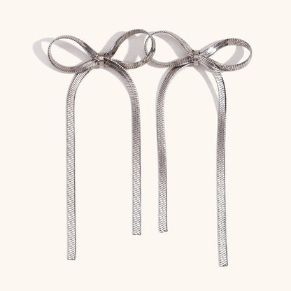 Women's Fashion Blade Chain Bow Earrings 2403090141370329600