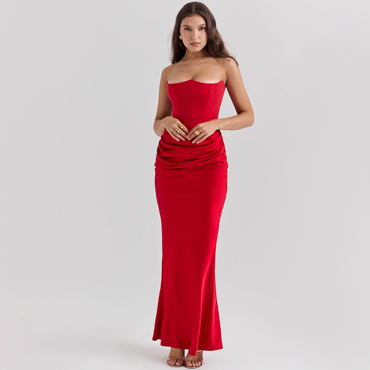 Slim Tube Top Long Dress Sexy Fashion Bandeau Backless Party Evening Dresses For Women Clothing 2403180433530329900