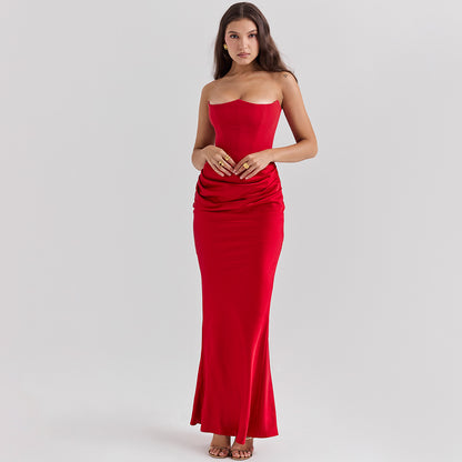Slim Tube Top Long Dress Sexy Fashion Bandeau Backless Party Evening Dresses For Women Clothing 2403180433530329900