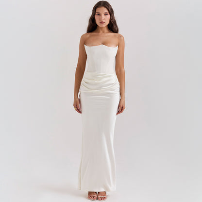 Slim Tube Top Long Dress Sexy Fashion Bandeau Backless Party Evening Dresses For Women Clothing 2403180433540321900