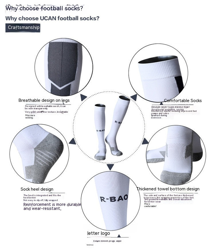 Towel Bottom Long Soccer Socks Ankle Support Protection Calf 2403230543500328300