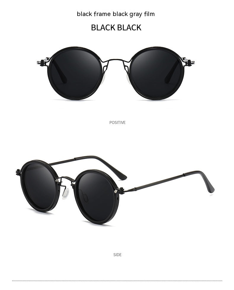 Sunscreen Retro Style Round Frame Metal Sunglasses 2403230823250329800