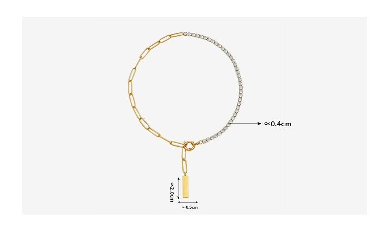 Square Strip Pendant Stainless Steel Necklace 2403260131390327900