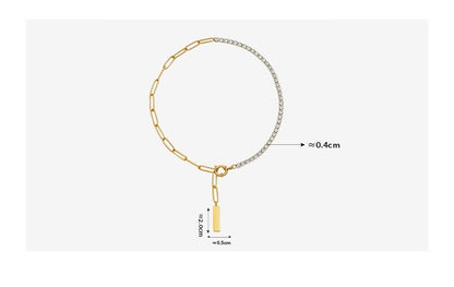 Square Strip Pendant Stainless Steel Necklace 2403260131390327900
