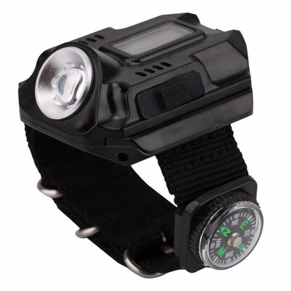 LED watch flashlight flashlight portable light USB charging 4 mode light tactical flashlight time display with compass 242063