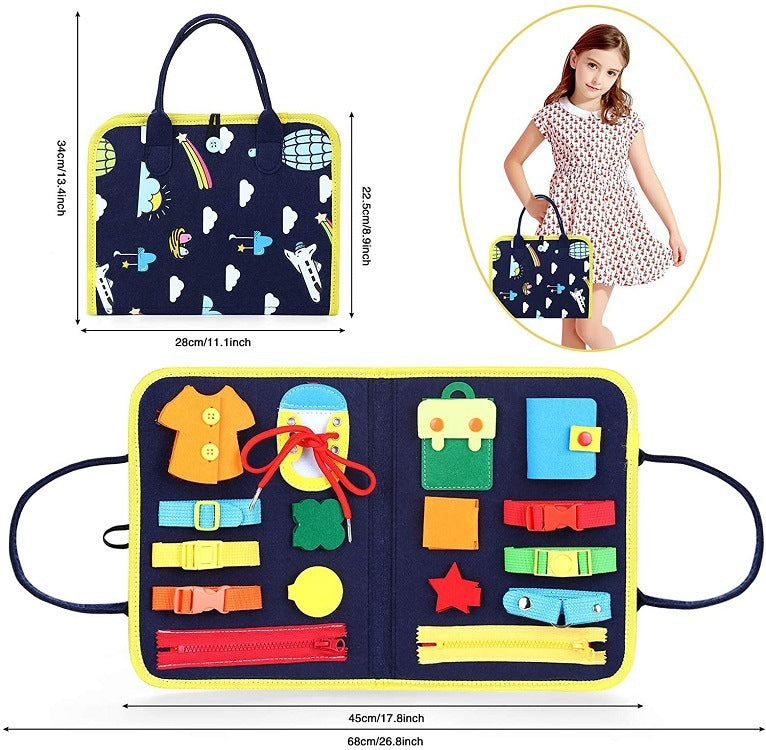 New Busy Book Children's Busy Board Dressing And Buttoning Learning Baby Early Education Preschool Sensory Learning Toy 242e5