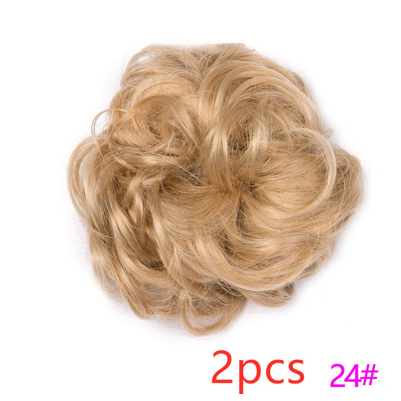 Europe, Japan, and South Korea popular hair bun fluffy natural drawstring curly hair ball head hair ring hair set female hair