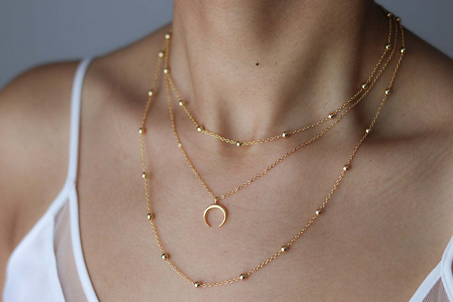 Bohemian Double Horn Necklace 2434978377170