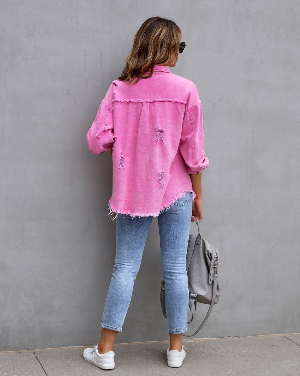 Fashion Ripped Shirt Jacket Female Autumn And Spring Casual Tops Womens Clothing 243a17b2 a503 4332 8ed1 c25c445805af